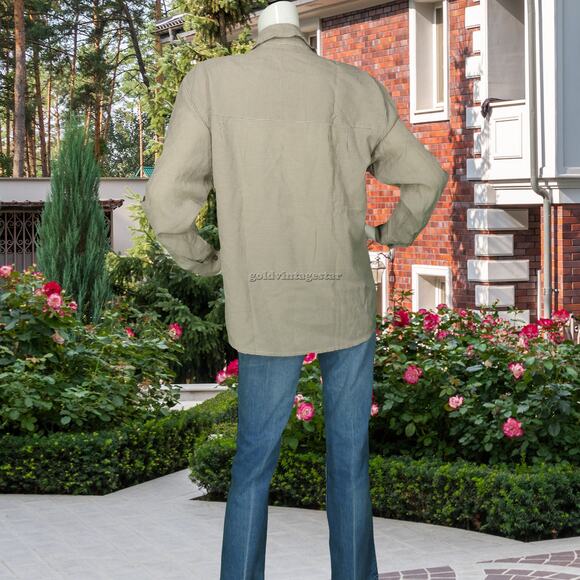 Modern Essentials Beige Plaid Shirt Blouse M - Picture 2 of 6